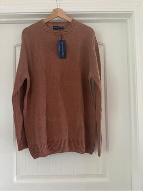 Men's Crewneck Sweater — Soft Rust Brown Knit
